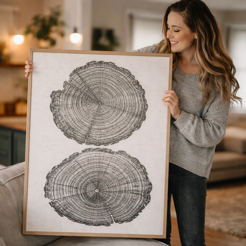 Colorful example of easy DIY wall art created using everyday craft supplies.