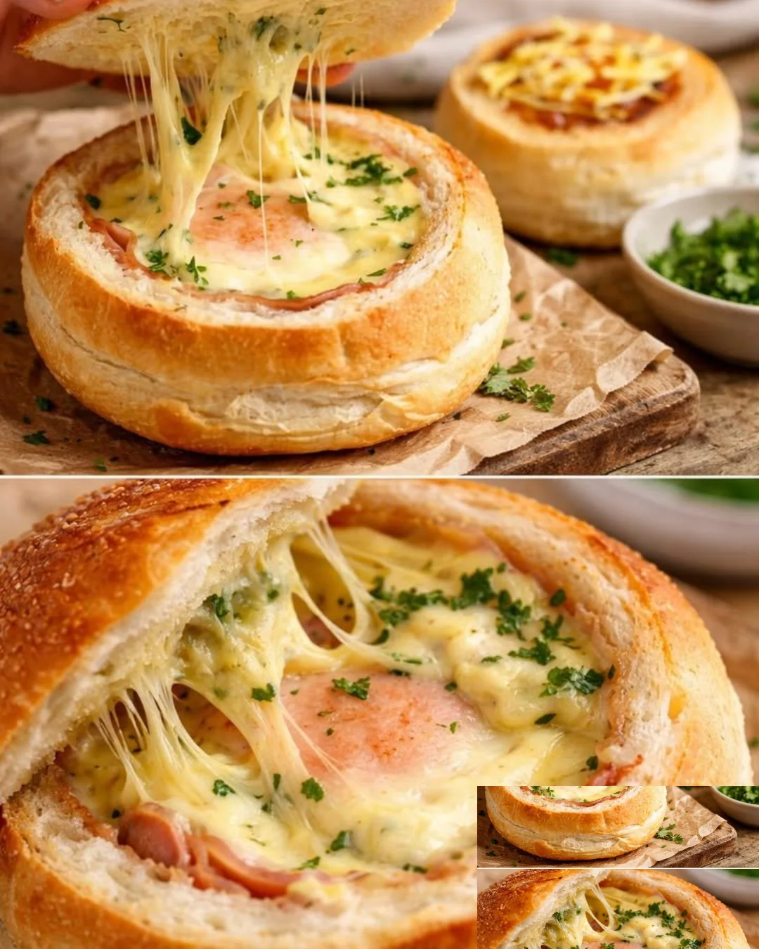 Ei-Schinken-Brötchen auf einem Teller serviert