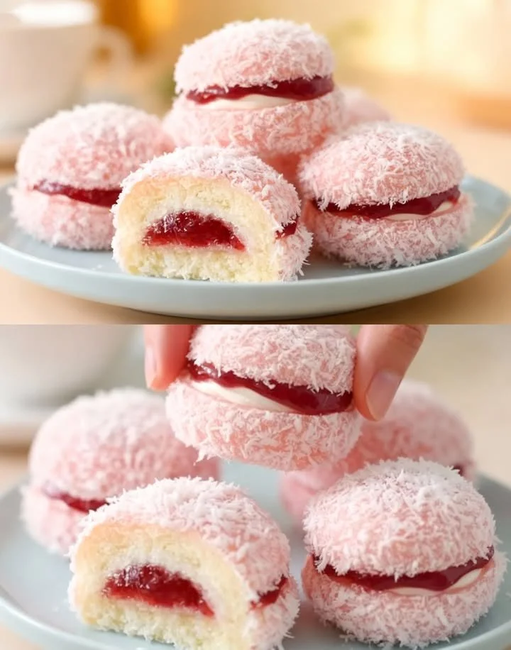 Erdbeer-Kokos-Dessert in einer eleganten Schüssel serviert