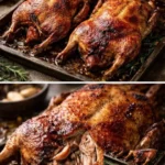 Klassisch gebratene Ente, knusprig und zum Genießen zubereitet.