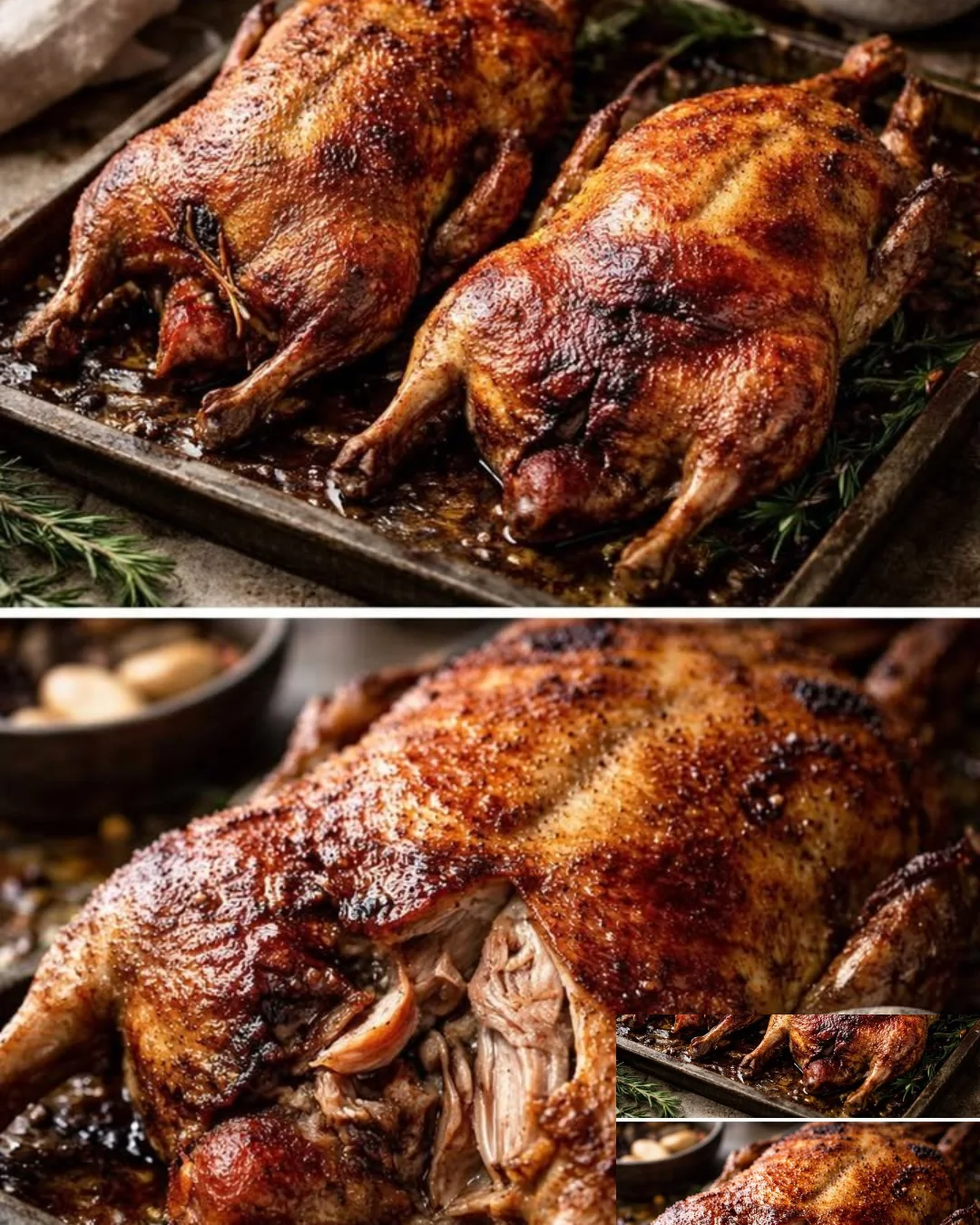 Klassisch gebratene Ente, knusprig und zum Genießen zubereitet.