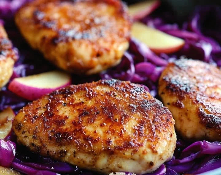 Hühnchen mit rotem Kohl