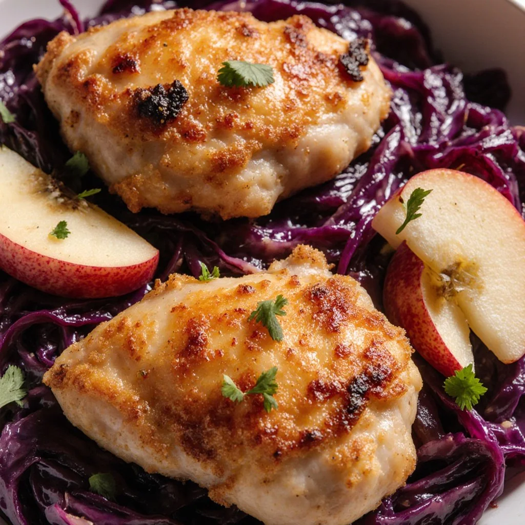 Hühnchen mit rotem Kohl