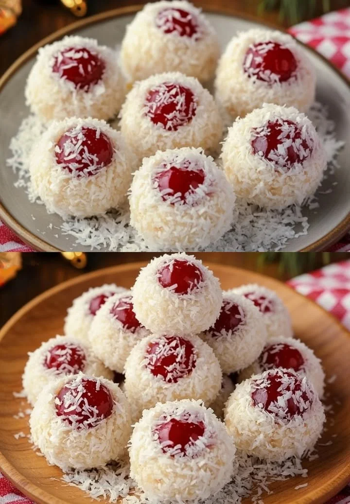 Leckere Kirsch-Kugeln auf einem Teller, ideal für Desserts und Feiern.