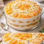 Mandarinen-Tiramisu-Dessert mit frischen Mandarinen und Schichten von Mascarpone