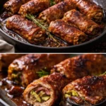 Mini-Rouladen mit Pesto-Schinken-Füllung und Oliven-Rotwein-Sauce