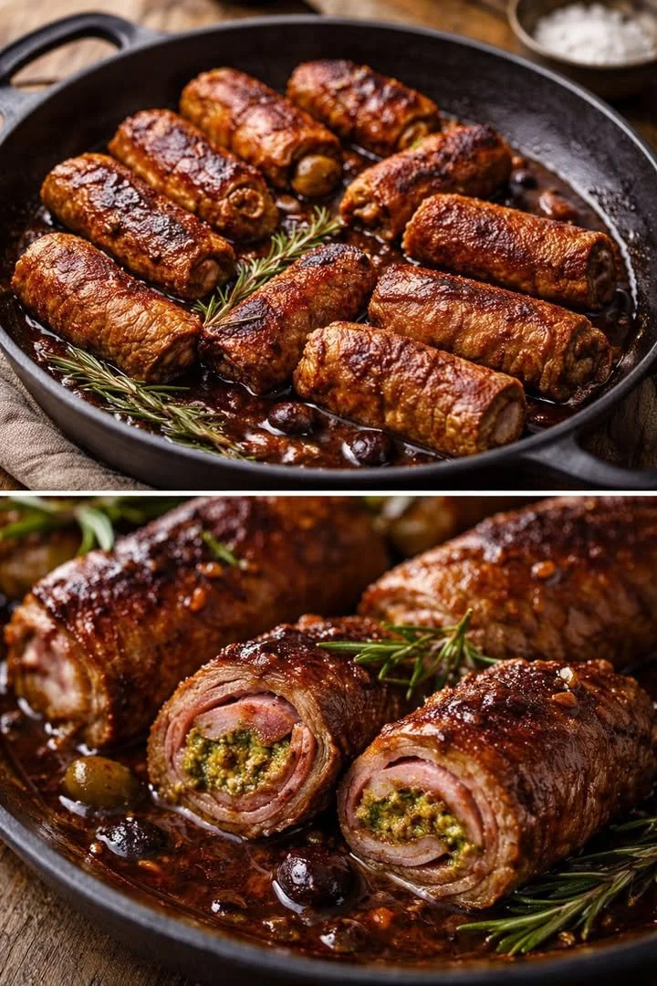 Mini Rouladen with Pesto-Ham Filling and Olive Red Wine Sauce