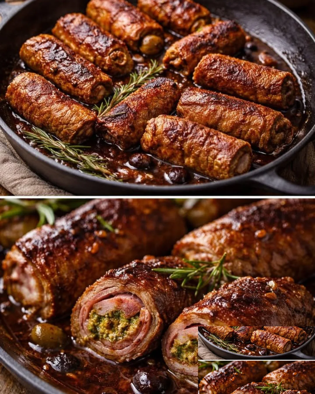 Mini Rouladen with Pesto-Ham Filling and Olive Red Wine Sauce