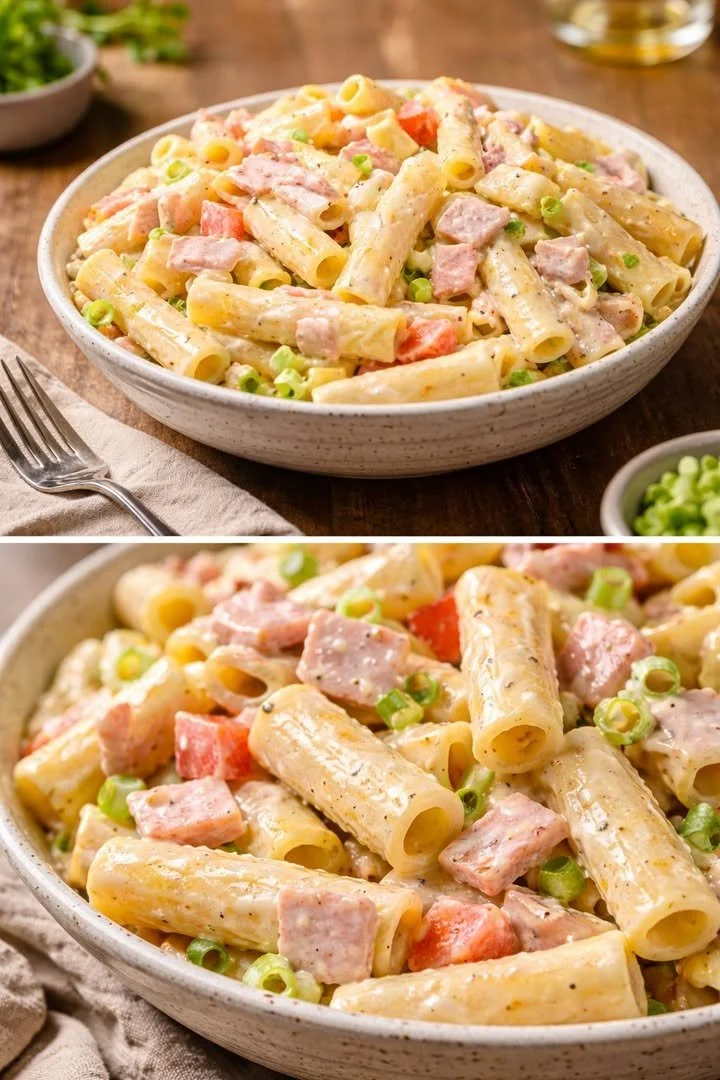 Nudelsalat mit Schinken und Käse