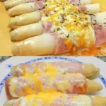 Ofenüberbackener Spargel, ein schmackhaftes Gericht aus frischem Spargel