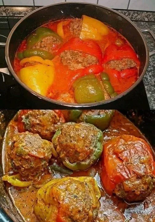 Omas Ofenpaprika gefüllt mit Hackfleisch