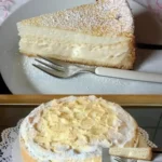 Pudding Schneekuchen mit Quark auf einem Teller serviert