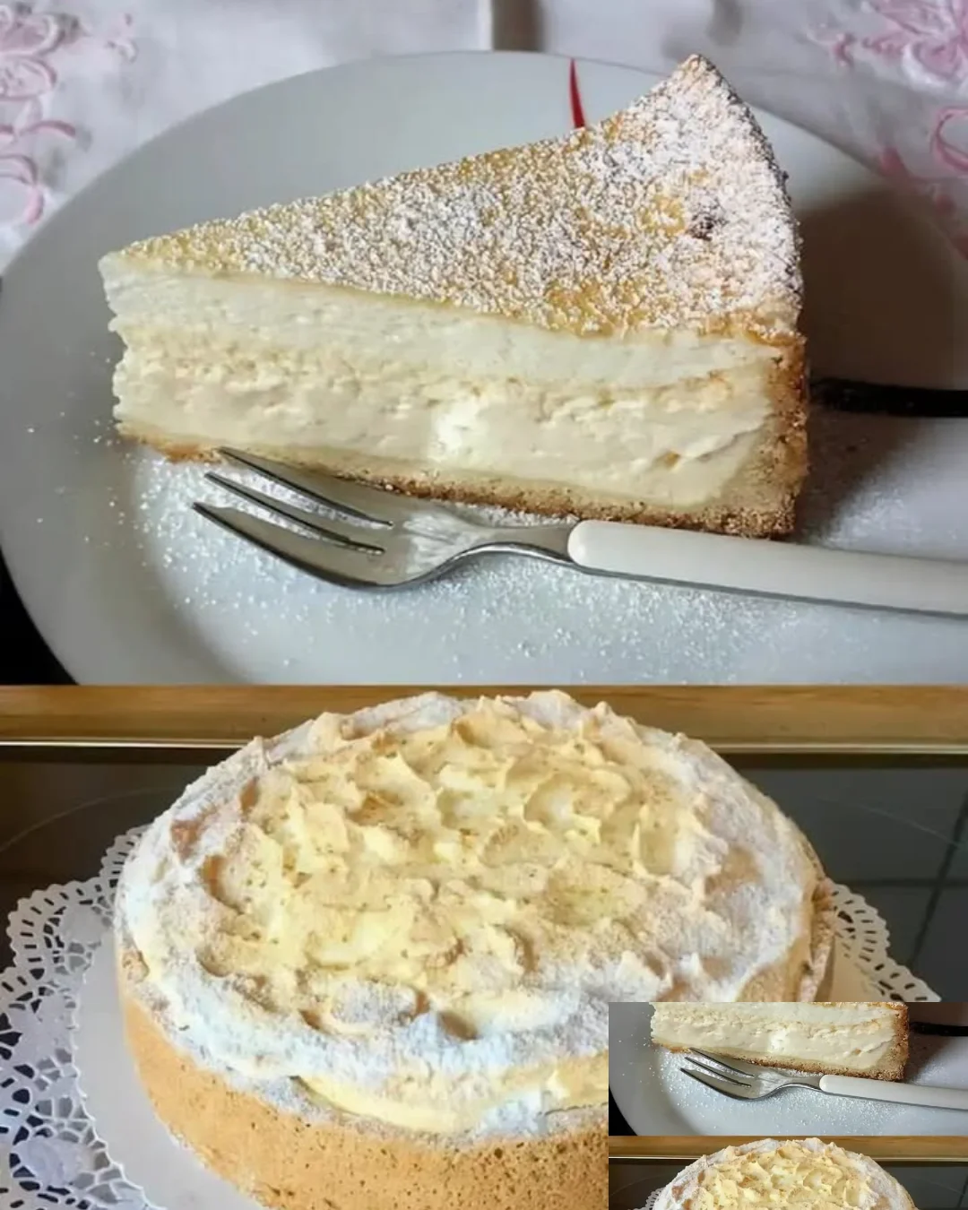 Pudding Schneekuchen mit Quark auf einem Teller serviert