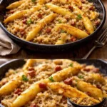 Leckere Schupfnudeln mit Sauerkraut und Speckwürfeln auf einem Teller