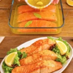 Saftig zubereiteter Lachs auf einem Teller mit frischen Kräutern