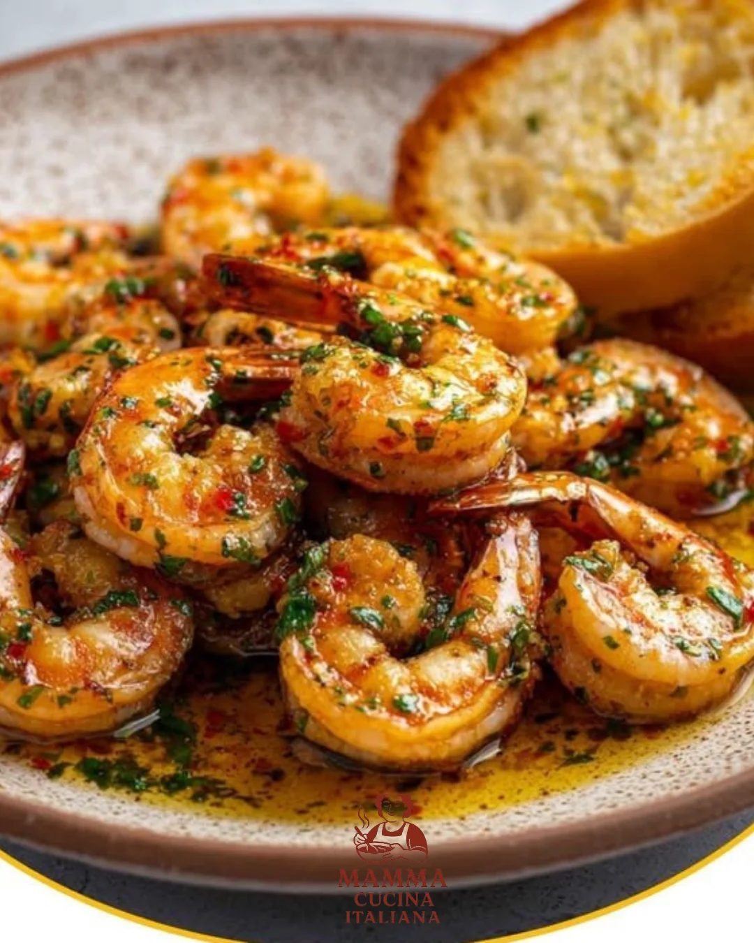 Spanische Knoblauchgarnelen (Gambas al Ajillo) in einer Pfanne zubereitet