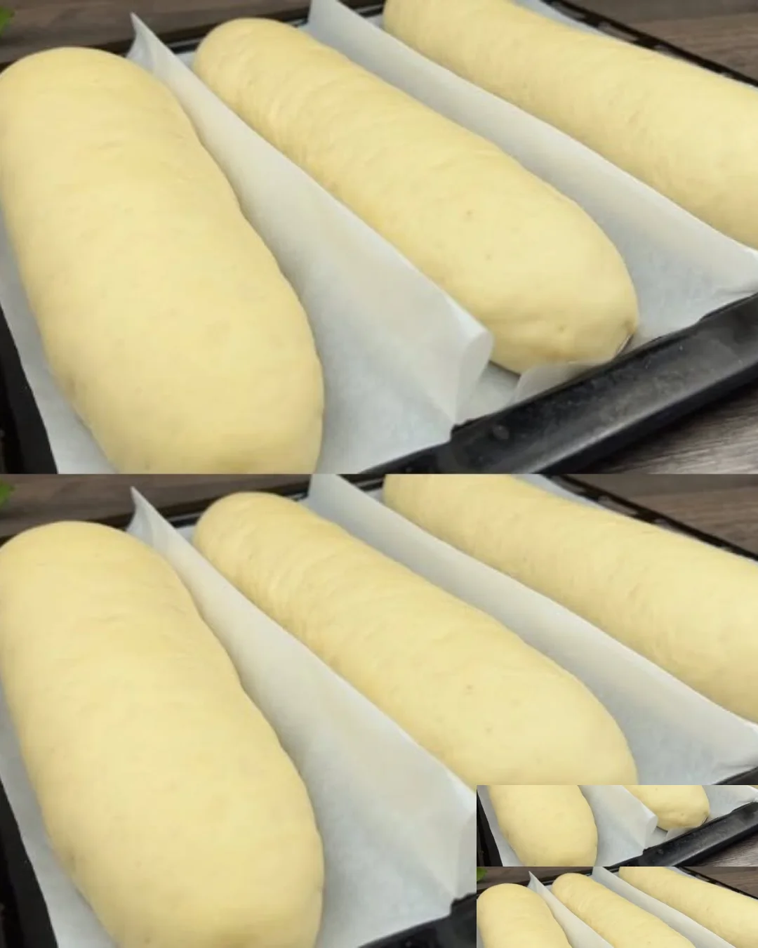 Superschnelles Brot frisch gebacken auf einem Holztisch