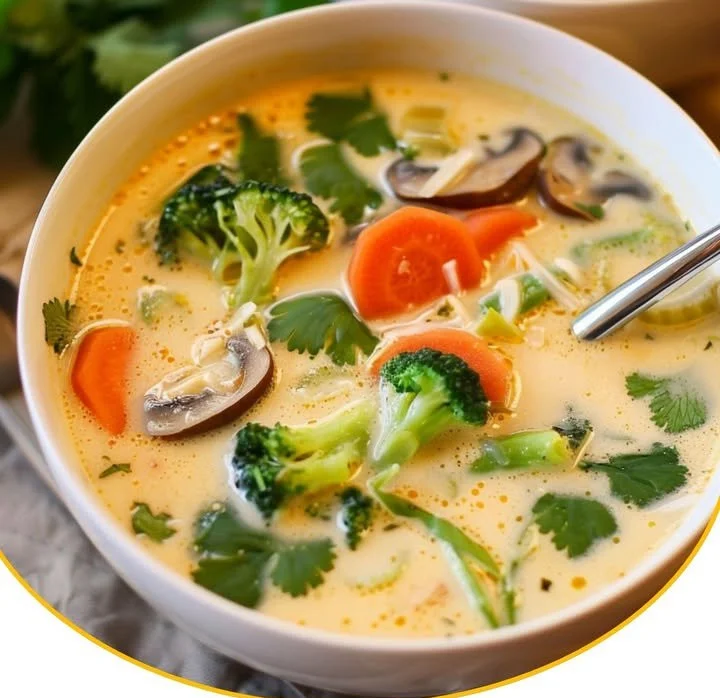 Thai-Kokos-Suppe mit Gemüse