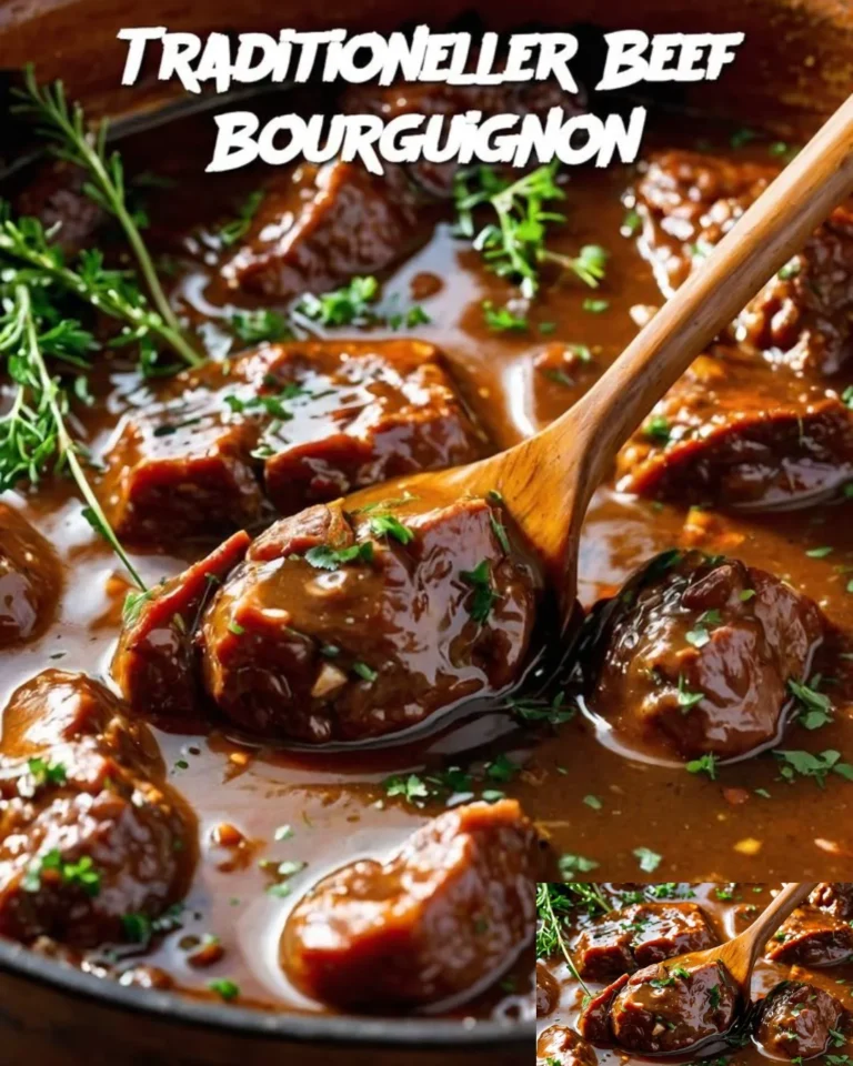 Traditionelles Beef Bourguignon mit zartem Rindfleisch und aromatischen Kräutern