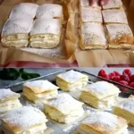 Vanillecremepudding im knusprigen Blätterteig serviert