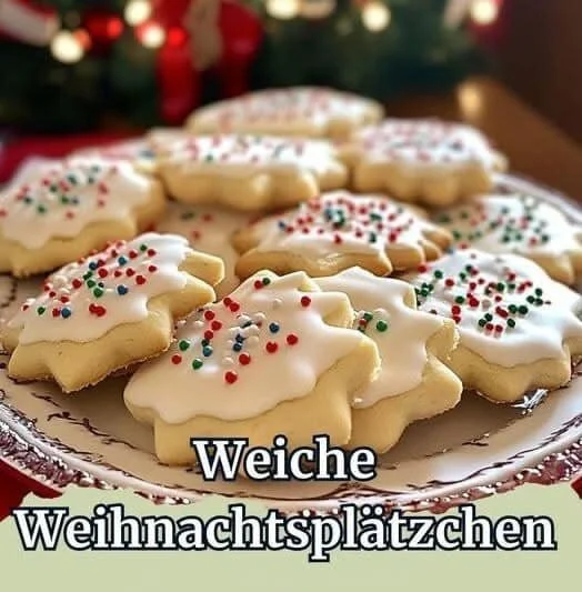 Weiche Weihnachtsplätzchen auf einem festlich gedeckten Tisch