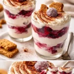 Weihnachts-Tiramisu mit Spekulatius auf einem festlich gedeckten Tisch