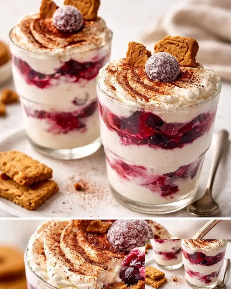 Weihnachts-Tiramisu mit Spekulatius auf einem festlich gedeckten Tisch