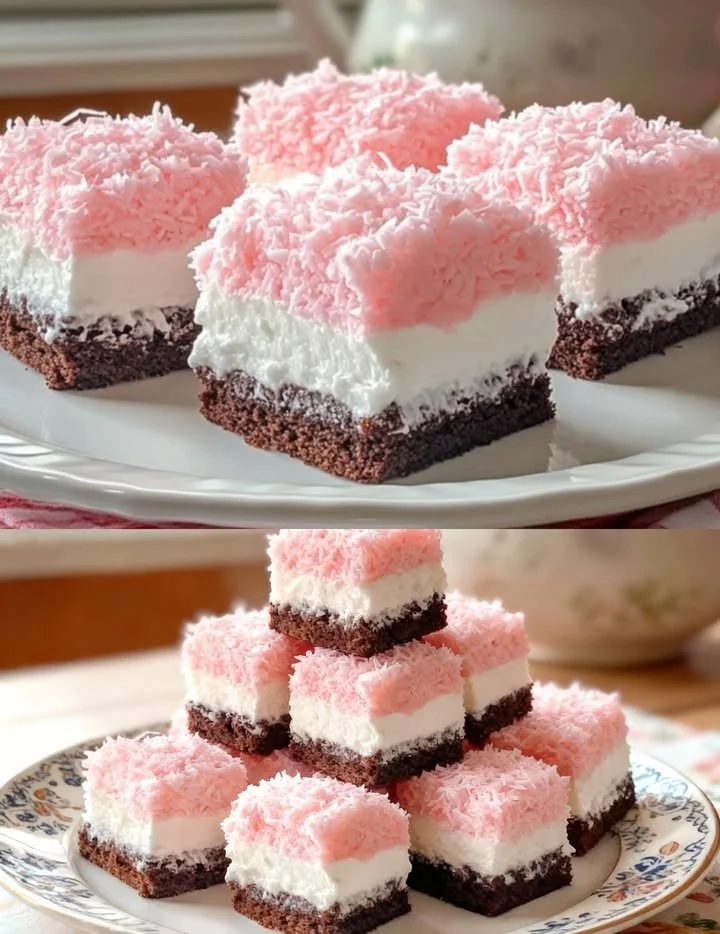 Leckere rosa Schneebälle auf einem Teller präsentiert