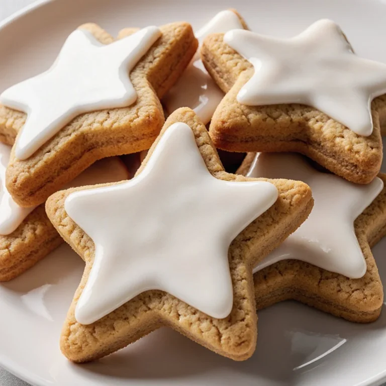 Detailaufnahme von Zimtsterne, traditionellen deutschen Zimtsternkeksen.