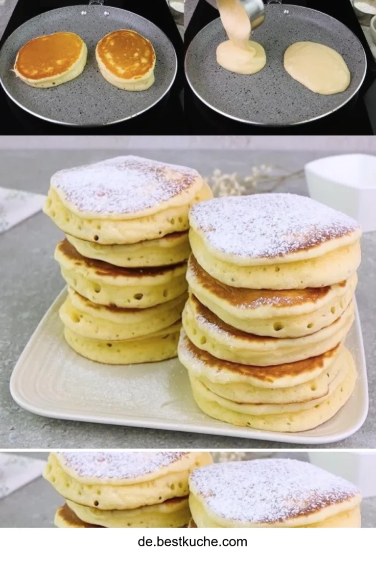 Fluffige amerikanische Pfannkuchen auf einem Teller serviert.