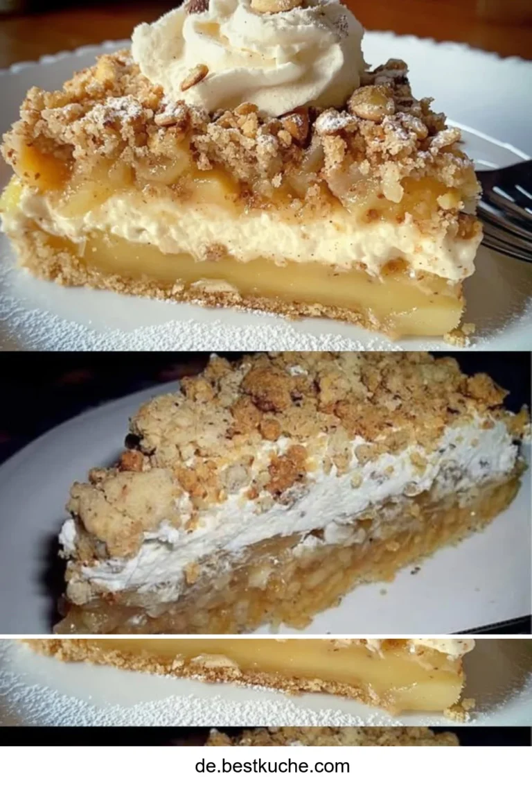 Apfel-Nuss-Vanille Suchtkuchen auf einem Tisch serviert