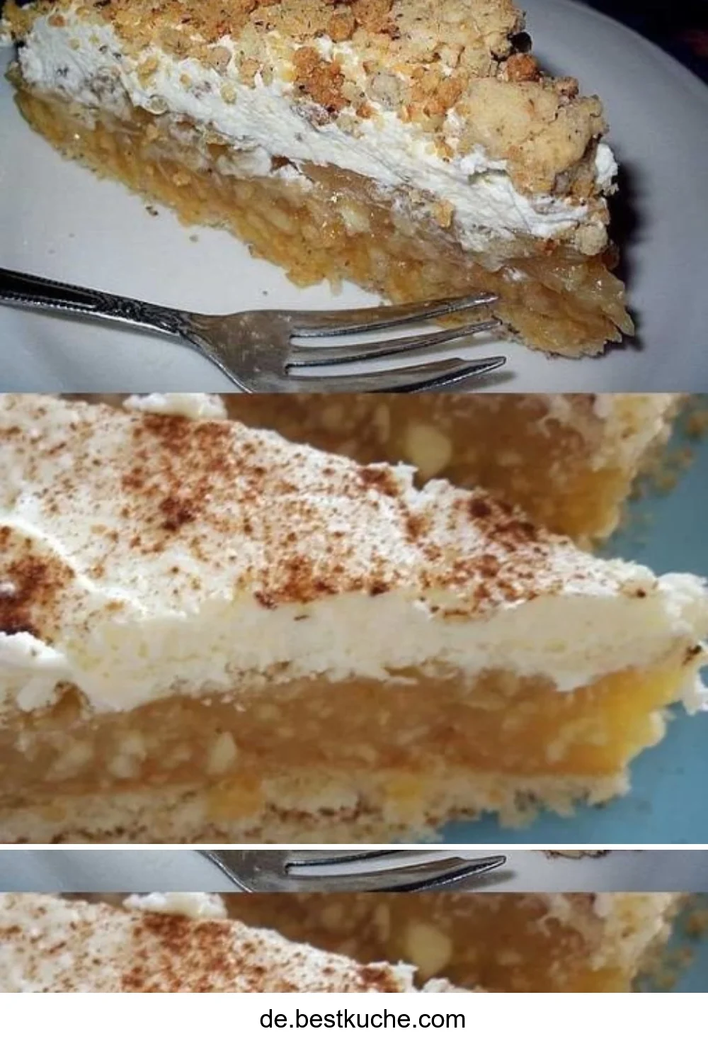Apfel Nusskuchen mit Vanillepudding, fruchtiger und nussiger Genuss