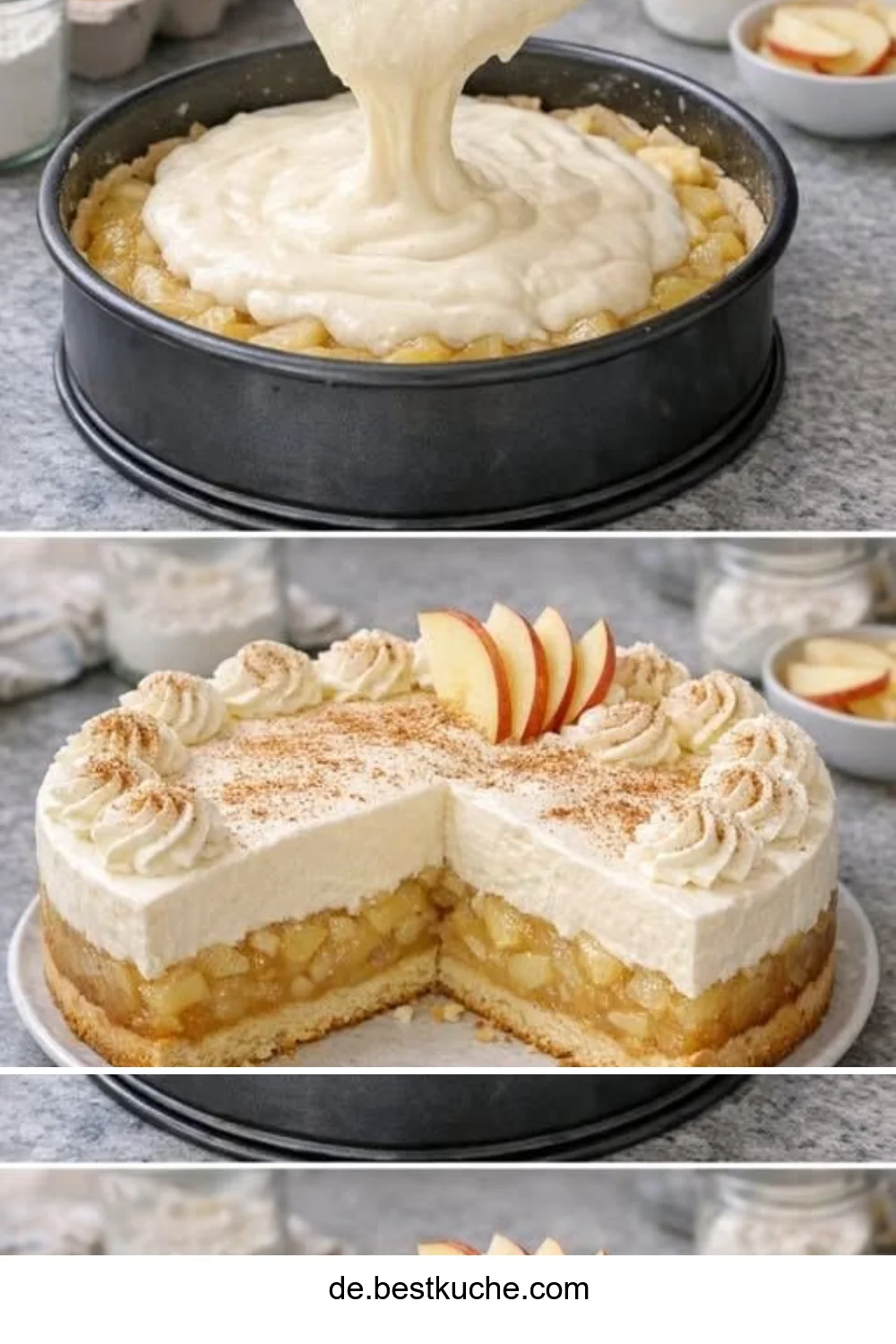 Apfel-Schmand-Torte mit saftigen Äpfeln und cremigem Schmand-Topping