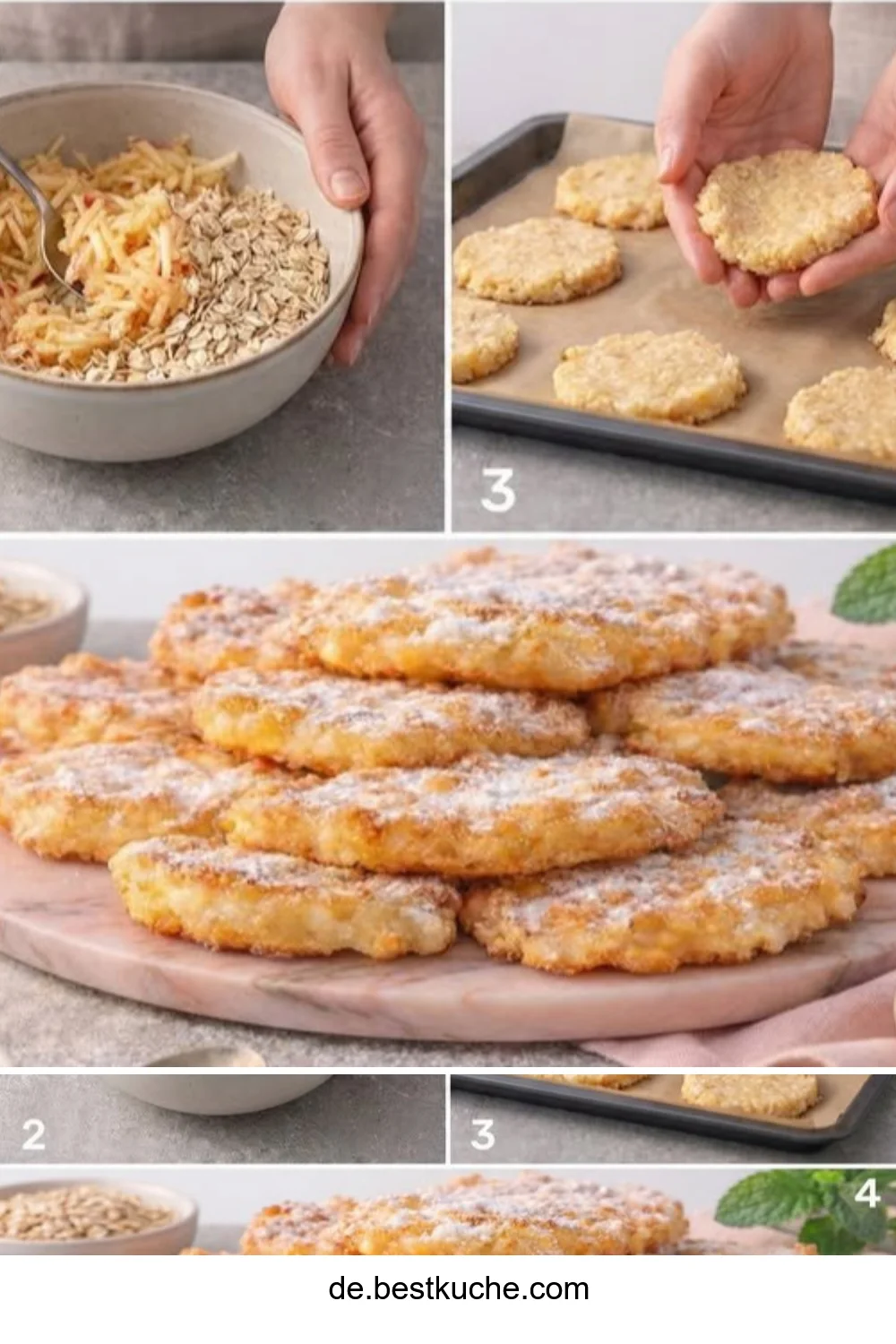 Apfelkekse ohne Mehl auf einem Teller serviert, gesund und lecker.