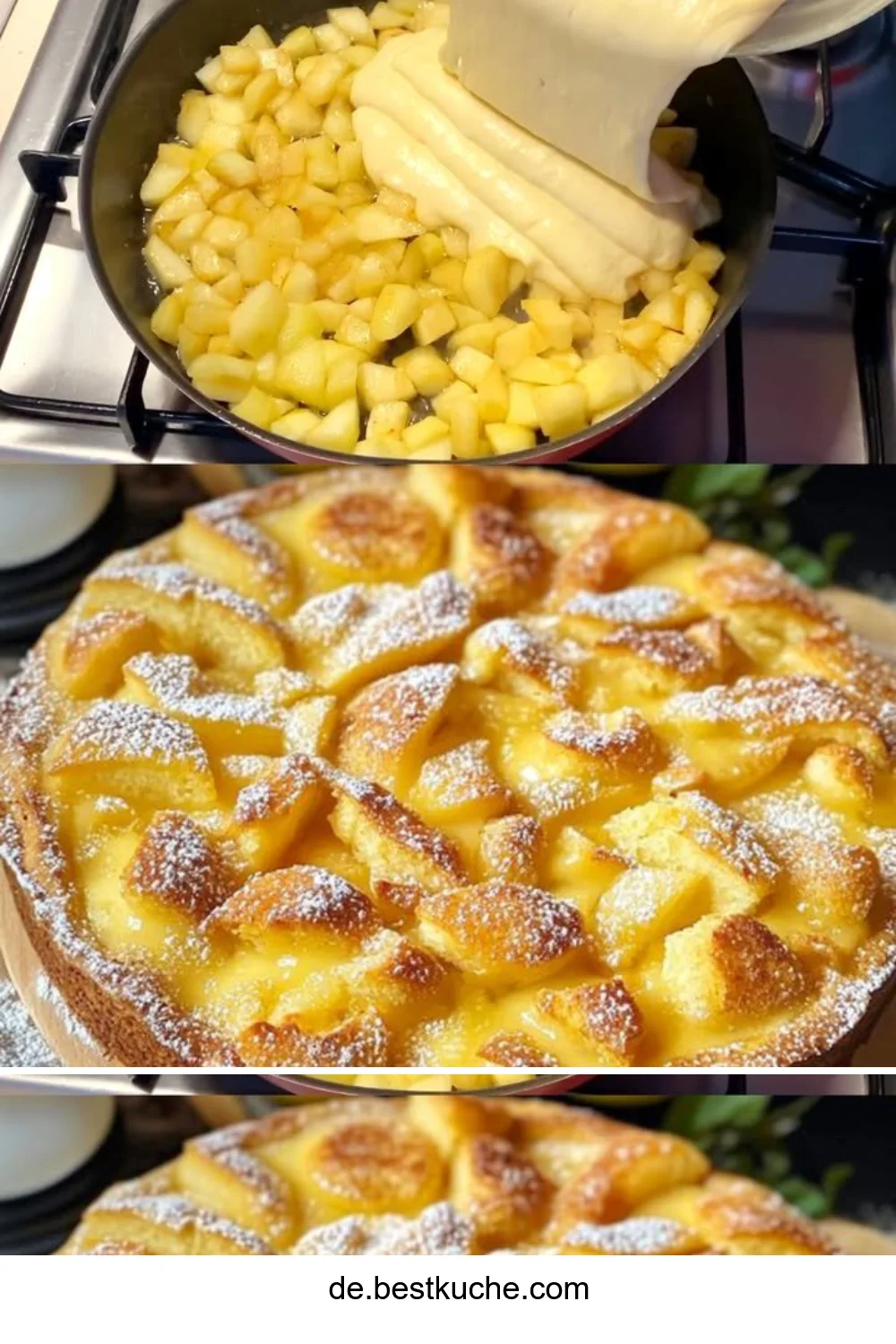 Ein frisch gebackener Apfelkuchen auf einem Teller
