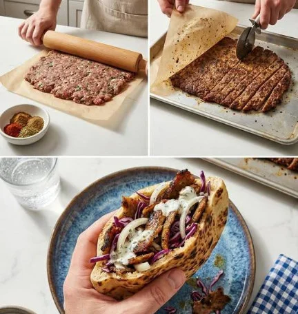Backpapier-Döner aus Hackfleisch