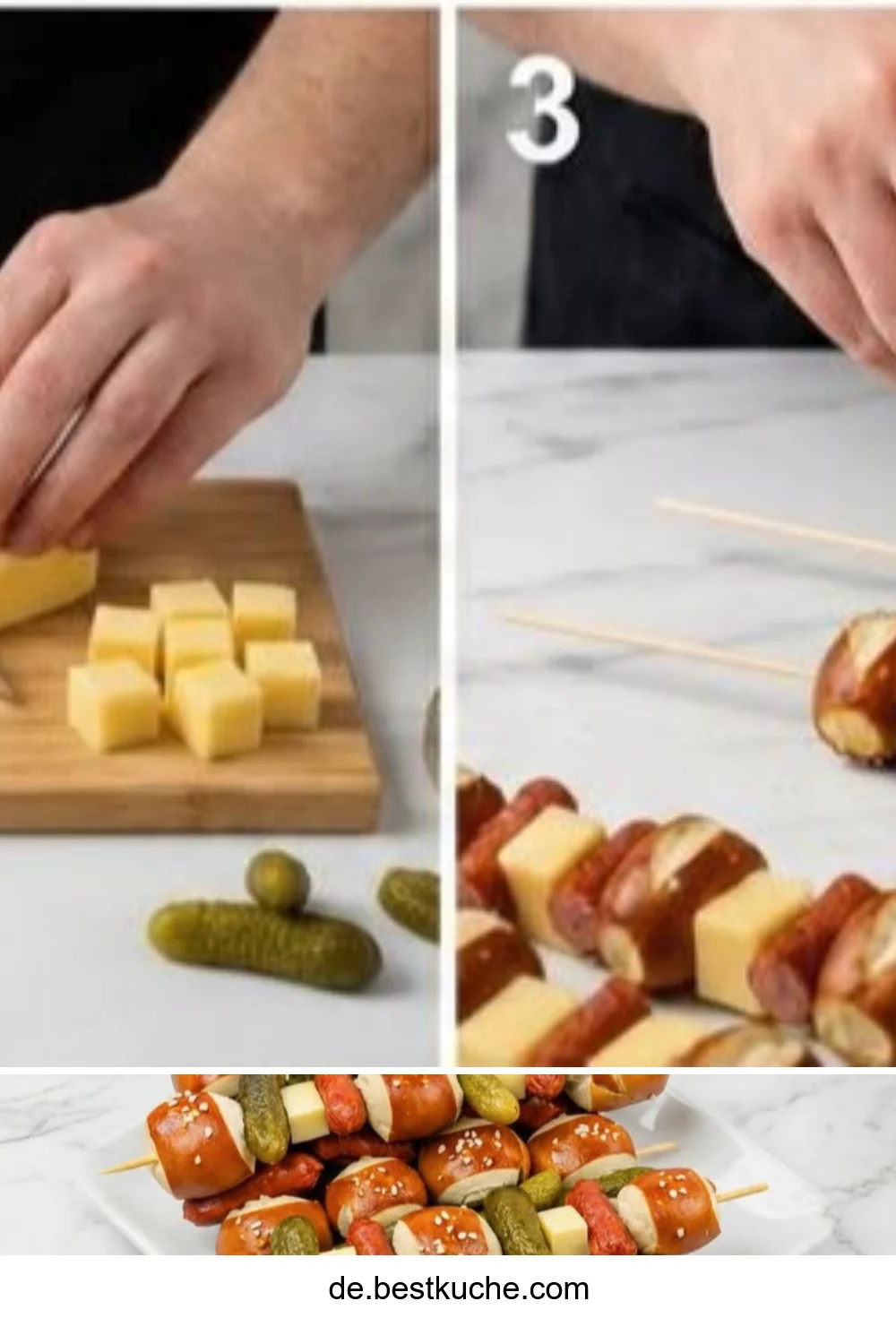 Bayerische Laugenspieße frisch gebacken auf einem Holzbrett