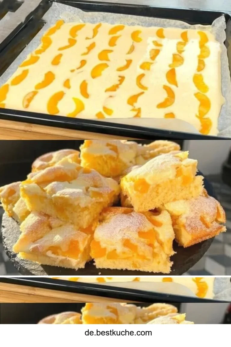 Blechkuchen mit fruchtiger Füllung auf einem Tisch
