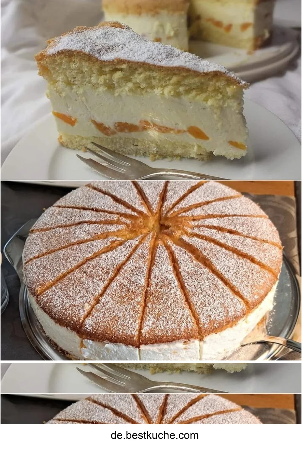Cremige Käse-Sahnetorte mit Mandarinen auf einem Festtagstisch