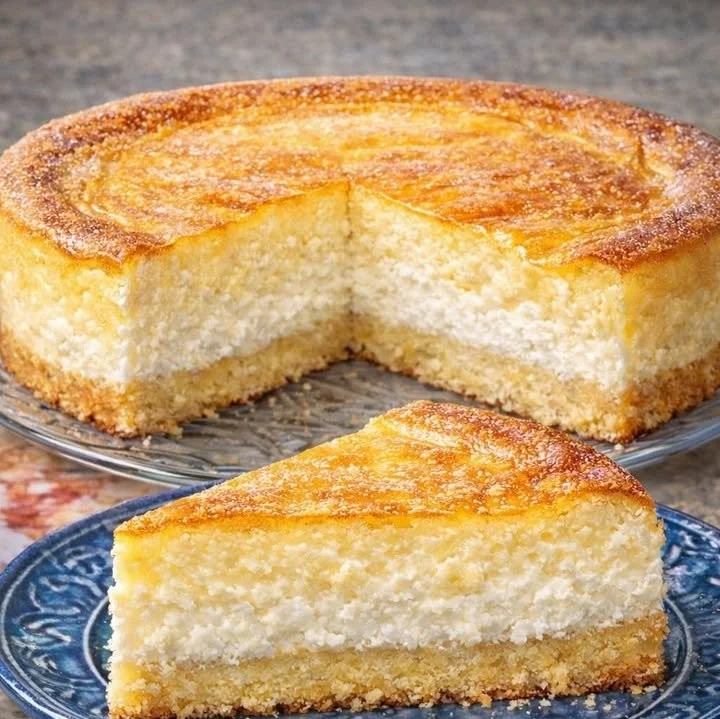 Ein Stück DDR Eierscheke auf einem Teller, nostalgischer deutscher Nachtisch.