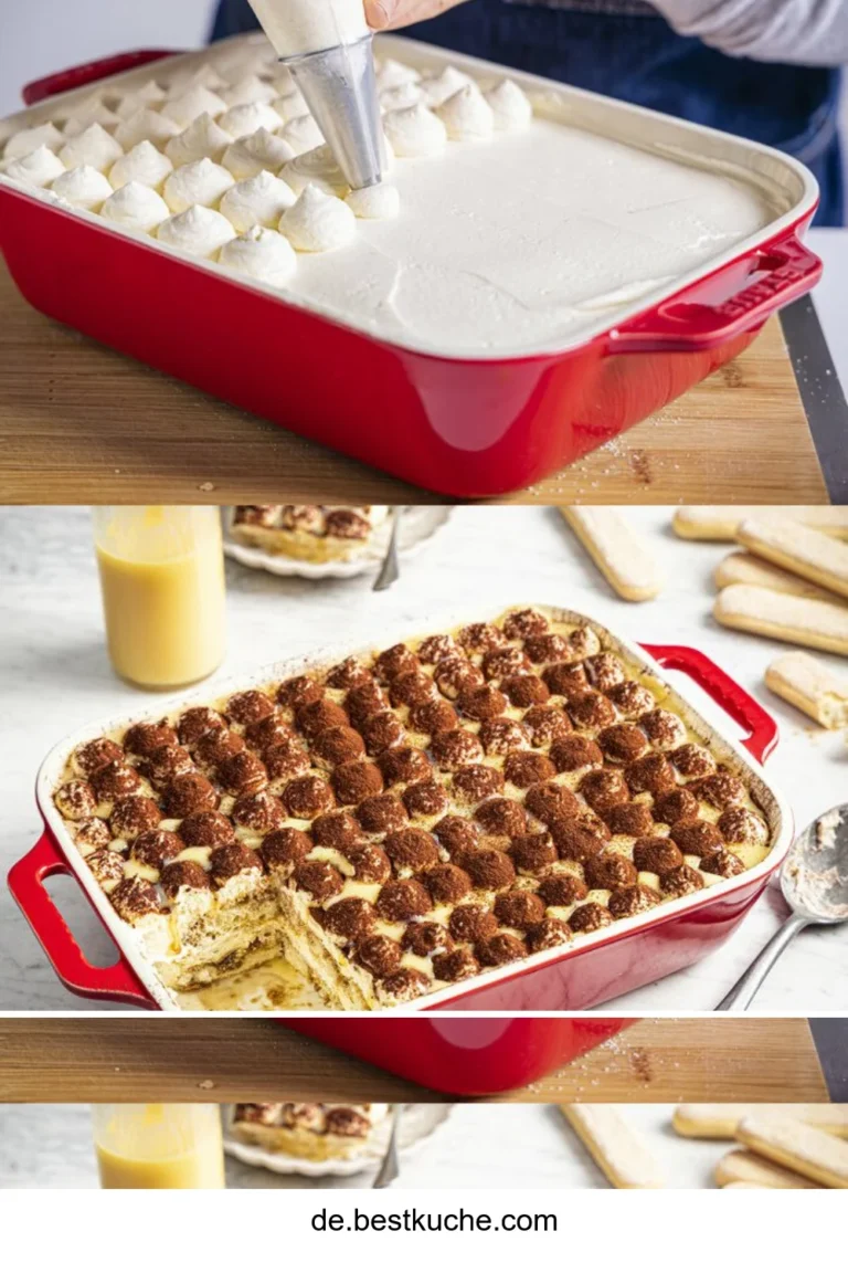 Eierlikör Tiramisu mit Mascarpone auf einem Teller serviert