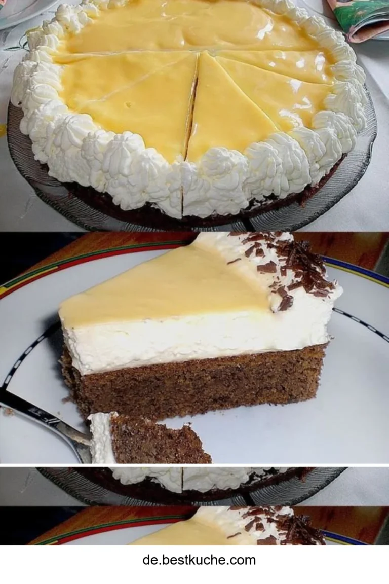 Leckere Eierlikörtorte ohne Mehl auf einem weißen Teller