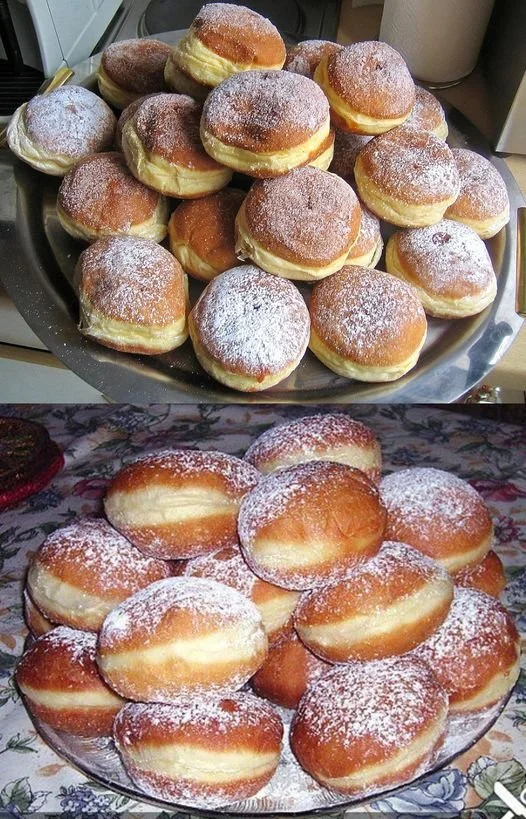 Leckere Silvester Krapfen für den Jahreswechsel, gefüllt und frisch zubereitet.