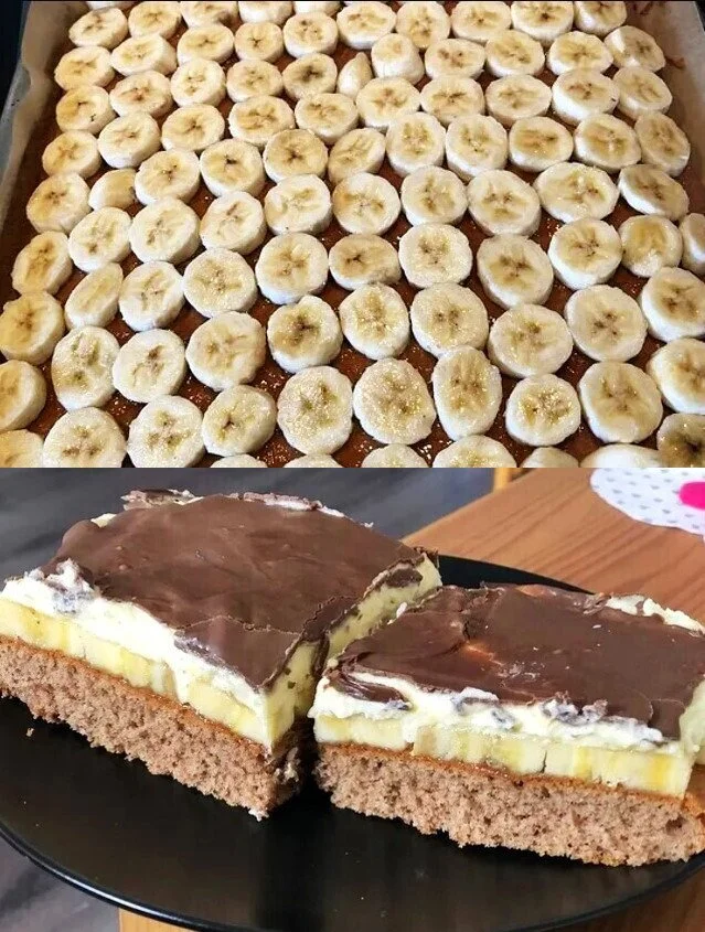 Fantastischer Bananenkuchen vom Blech, lecker und saftig gebacken