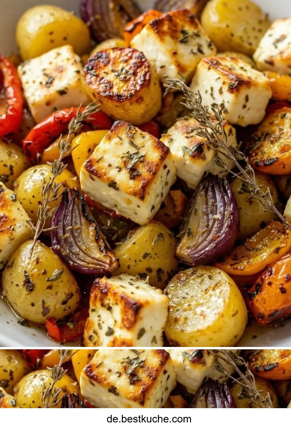 Feta-Kartoffeln mit Ofengemüse aus dem Ofen