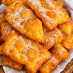 Frittierte Küchlein auf einem Teller, goldbraun und knusprig.