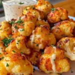 Gebratener Blumenkohl mit Gewürzen auf einem Teller serviert.