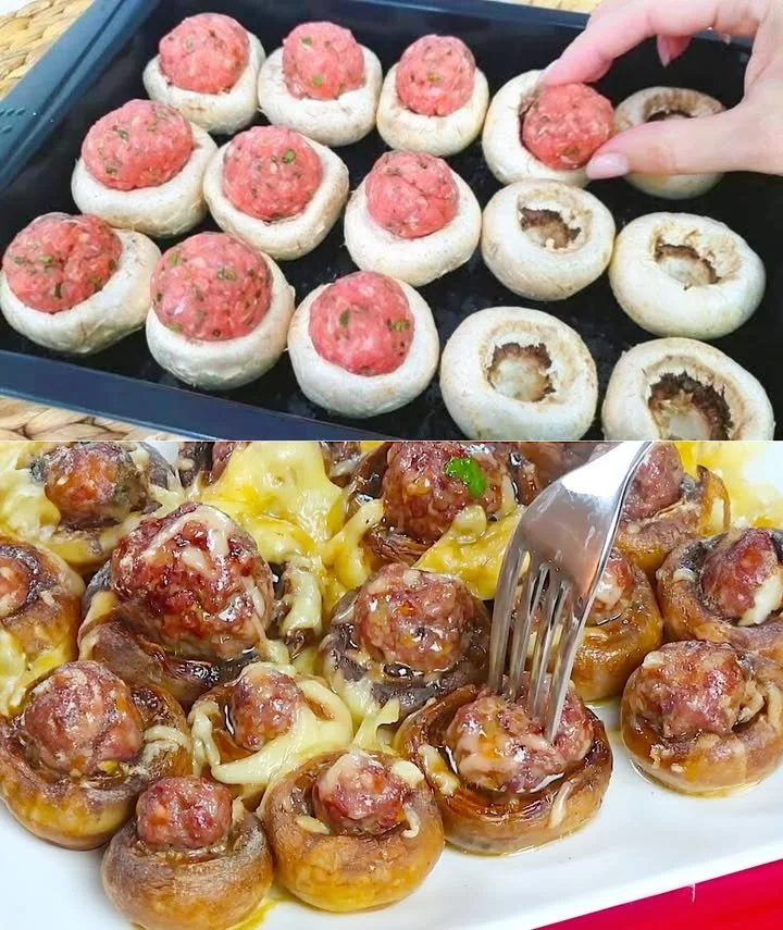 Gefüllte Champignons mit Kräutern und Käse für ein schmackhaftes Gericht