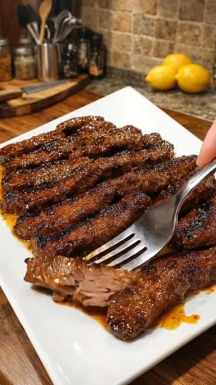 Gegrillte Steakstreifen mit Honigglasur