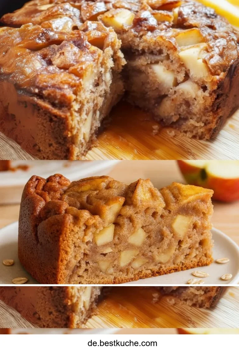 Gesunder Apfelkuchen mit Banane und Hafer auf einem Teller serviert